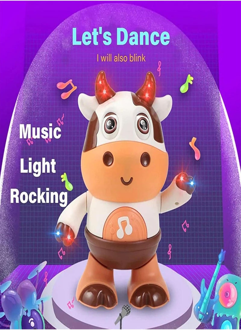 GGOOT - Baby Cow Musical Toys, New Dancing Walking Baby Cow Toy, Cartoon Animal Dancing Toy with Lights and Children's Songs, Side to Side Movable Rocking Robots for Early Education, Boys and Girls Gifts - Image 1
