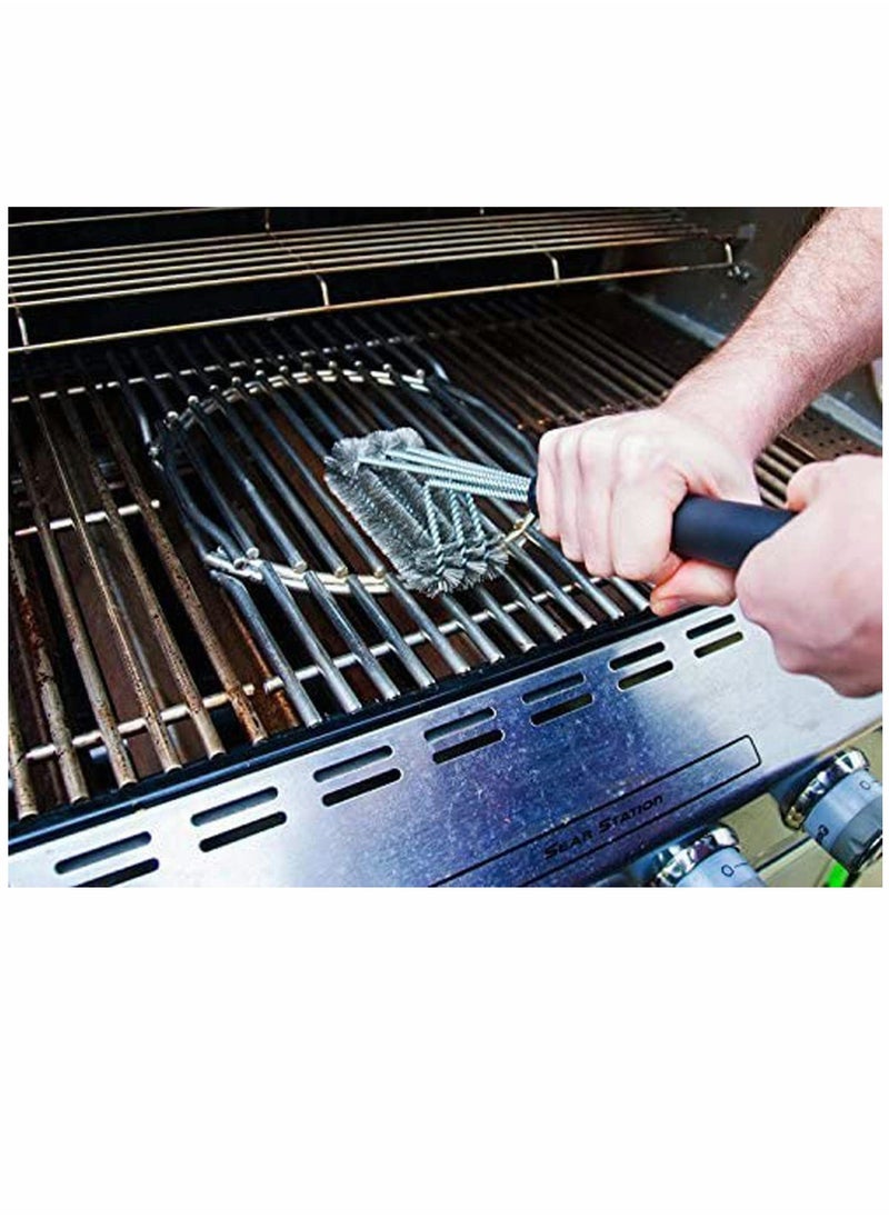 SYOSI Grill Brush 2 in 1 BBQ Grill Brush with 304 Stainless Steel Spatula Durable Woven Bristles Outdoor and Camping Grill Brush Perfect for Charcoal Grill Gas Grill and Electric Grill  - Image 4
