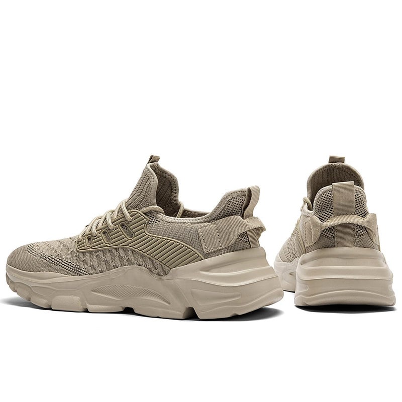 Kapsen Men's Walking Shoes Slip on Running Tennis Sneakers Lightweight Breathable Casual Soft Sole Comfort Work Gym Trainers Khaki - Image 5