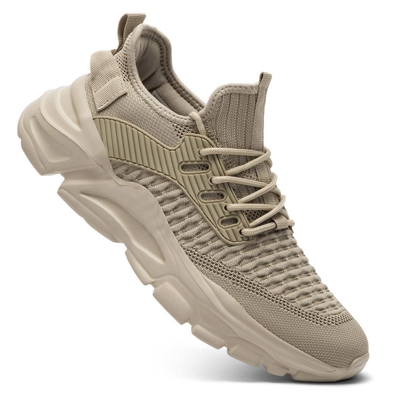 Kapsen Men's Walking Shoes Slip on Running Tennis Sneakers Lightweight Breathable Casual Soft Sole Comfort Work Gym Trainers Khaki - Image 3