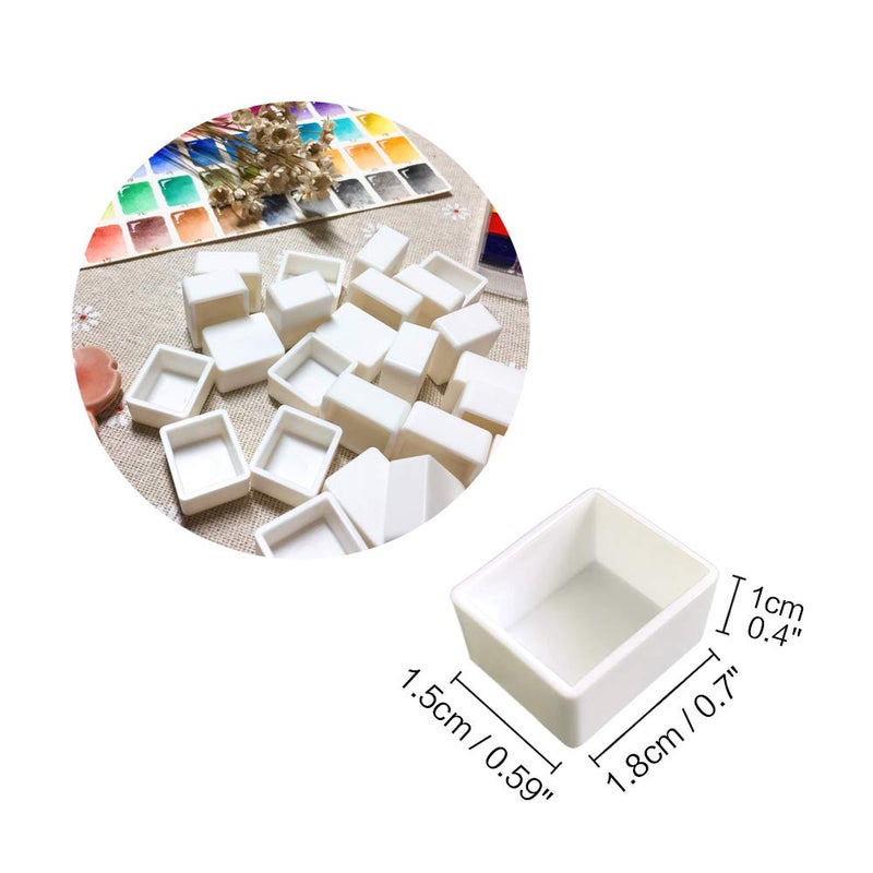 Qianshan Watercolor Half Pans with Magnetic Stripe - 48Pcs White Plastic Empty Artist Paint Pan Kits for DIY Watercolor Oils or Acrylics Painting Travel Tin Case Palette Art Drawing - Image 2