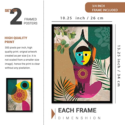 walllane - Yoga Theme Framed Paintings for Wall Decoration (10 Inch x13 Inch) Set of 4 (style-02) - Image 2