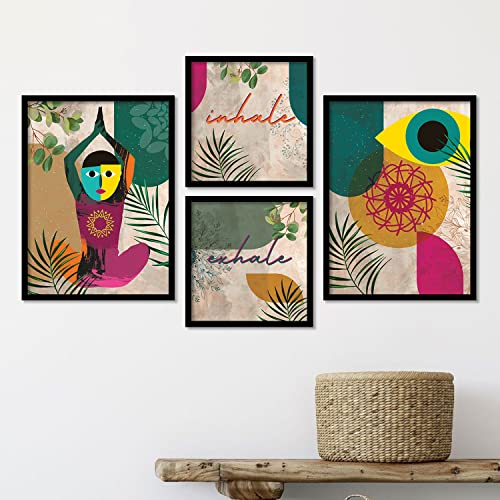 walllane - Yoga Theme Framed Paintings for Wall Decoration (10 Inch x13 Inch) Set of 4 (style-02) - Image 1