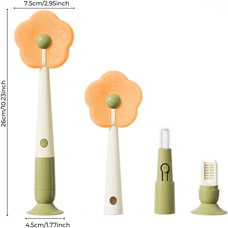 Cup Cleaner Brush - Cup Cleaning Brush with Flower Shape Suction Sponge, Multifunctional Cleaner for Coffee, Wine, Kitchen, Bathroom, Sink, Travel | Practical Tool - Image 5