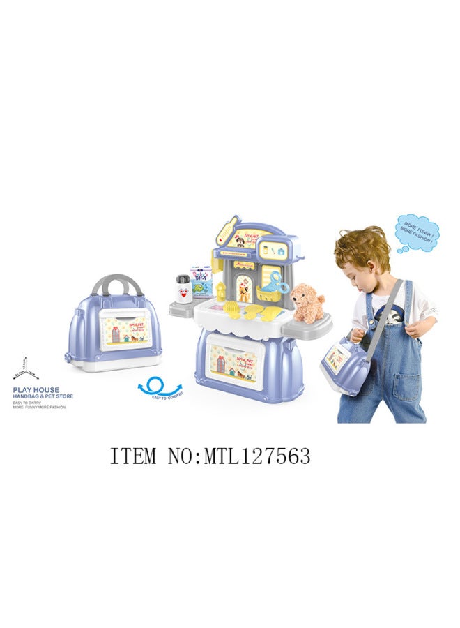 Children Play House Toy Suitcase 2-in-1 Tableware Tool Dresser Doctor Suit Toys-Color:MTL127563 - Image 1