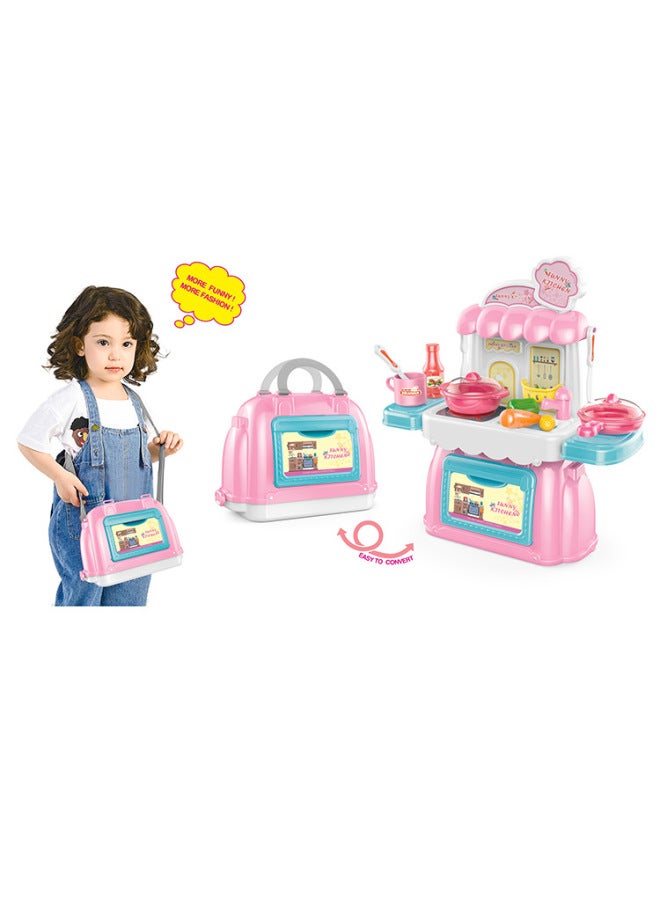 Children Play House Toy Suitcase 2-in-1 Tableware Tool Dresser Doctor Suit Toys-Color:MTL127563 - Image 2