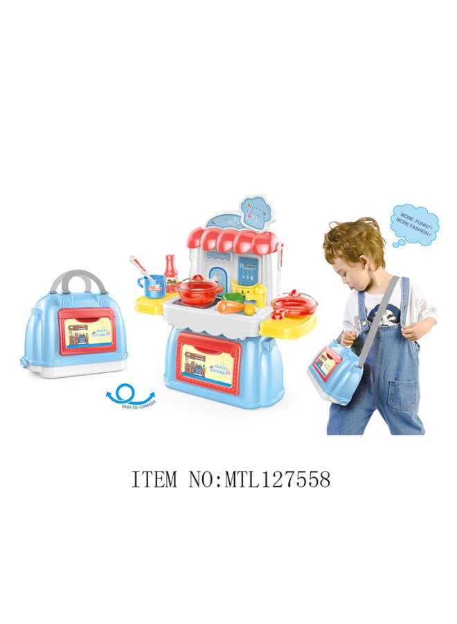 Children Play House Toy Suitcase 2-in-1 Tableware Tool Dresser Doctor Suit Toys-Color:MTL127563 - Image 3