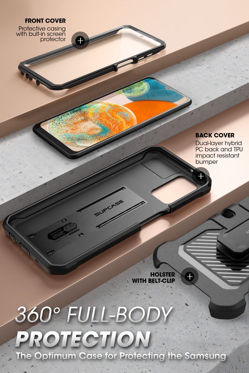 SUPCASE for Samsung Galaxy A23 5G Case with Stand (Unicorn Beetle Pro), [Built-in Screen Protector & Belt-Clip] Heavy Duty Full-Body Rugged Kickstand Protective Phone Case for Samsung A23 4G/5G, Black - Image 4