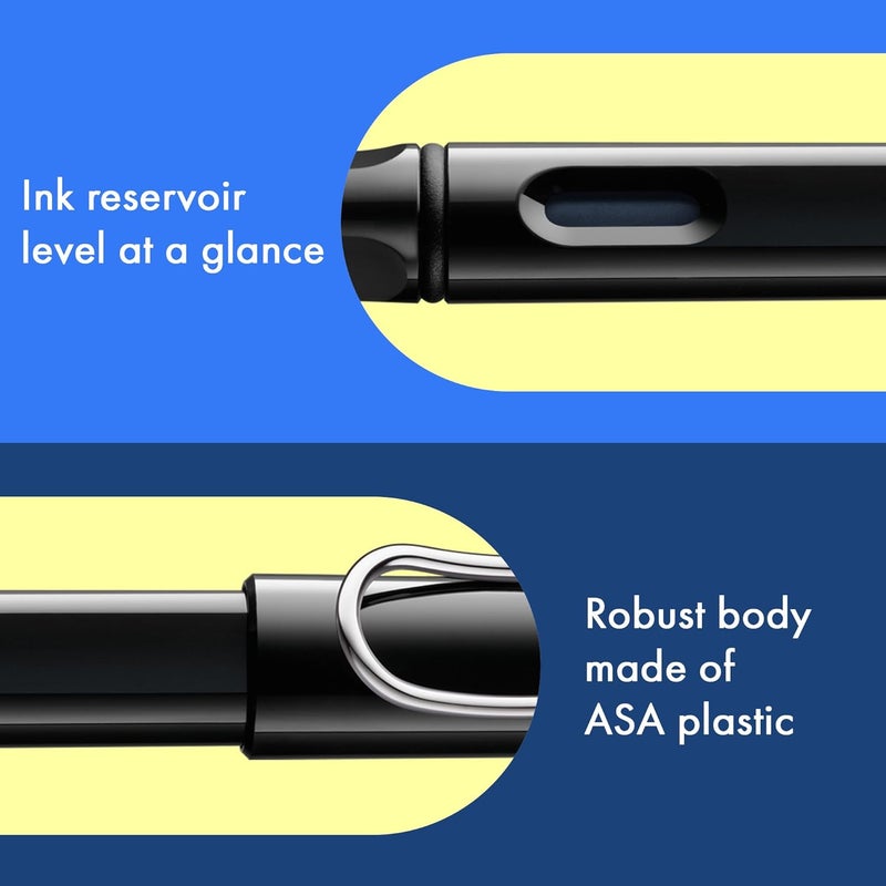 LAMY Safari Black Fountain Pen Medium Nib with T10 Blue cartridge and Z28 Convertor - Image 4