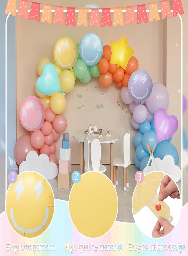 سكايليتي مجموعة سكايليتي من 12 بالونًا بألوان الباستيل على شكل وجوه مبتسمة، مقاس 18 بوصة، بالونات ماكارون ملونة، بالونات على شكل نجوم وقلوب، زينة حفلات أعياد الميلاد، حفلات توديع العزوبية، حفلات الزفاف، وحفلات Y2K - Image 5