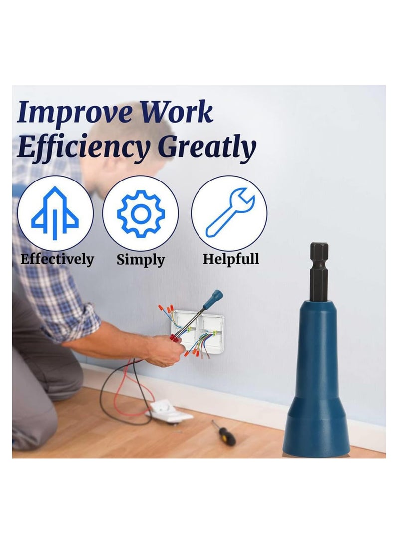 SYOSI Wire Nut Twister Wire Twister Tool Wire Twisting Tool Spin Twisting Wire Connector Socket Wire Twister Tool for Drill and Wire Connector Driver Wire Spin Driver Nut with 1/4" Chuck Blue - Image 2