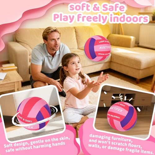 Noetifex Soft Volleyball-Super Soft Fabric Light Volleyball for Indoor Practice Safe and Quiet Kids Youth Beginners House Yard Training Practice Games(Deflated) - Image 3