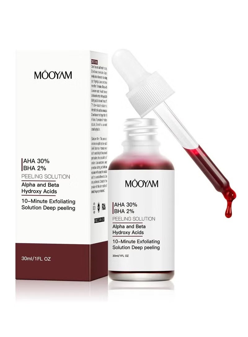 30% AHA 2% BHA Peeling Solution 30ml Exfoliating Treatment for Face Chemical Peel Reduces Acne Blemishes and Wrinkles for Blemishes Wrinkle 30ml