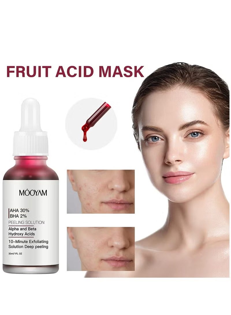 30% AHA 2% BHA Peeling Solution 30ml Exfoliating Treatment for Face Chemical Peel Reduces Acne Blemishes and Wrinkles for Blemishes Wrinkle 30ml