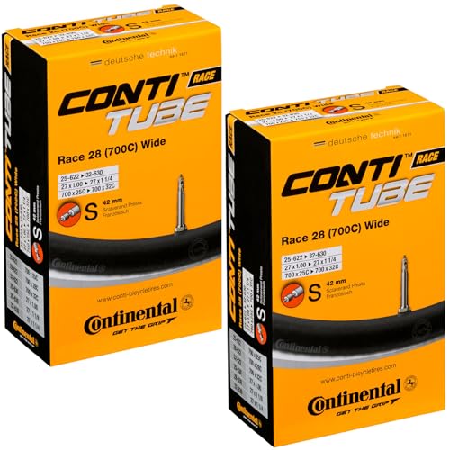 Continental Race 28 Wide 700x2532c Inner Tubes 42mm Presta Valve Pack of 2 wConti Sticker