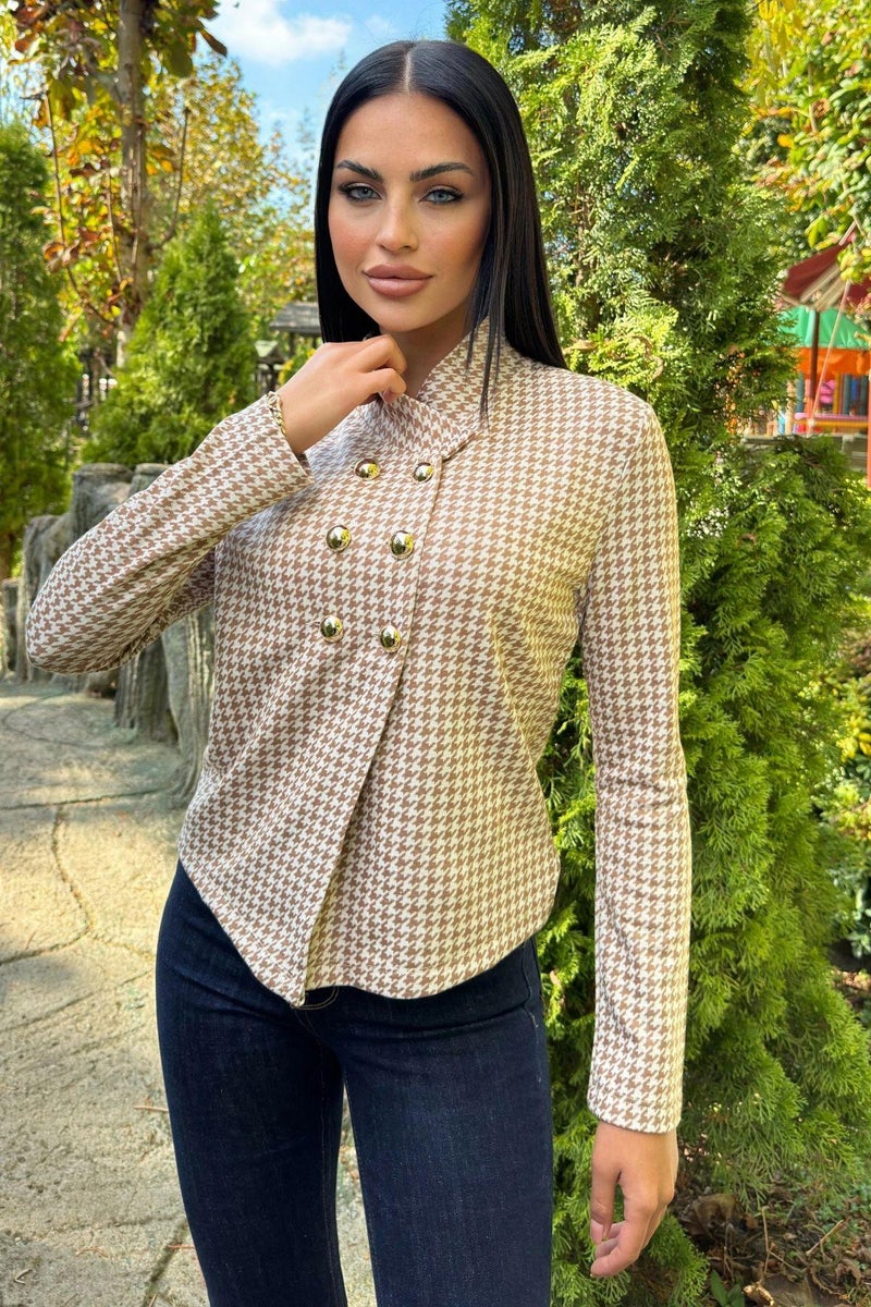 Weshaya Jacket Women Brown-Ecru - Image 5