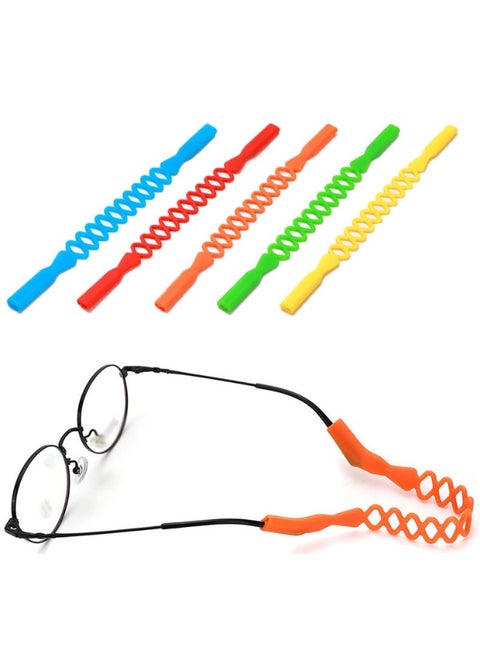 5 PCS Kids Glasses Straps Sports Glasses Cord Straps Silicone Non-Slip Boy Glasses Holder Straps 2 Hole Design Fits Most Glasses