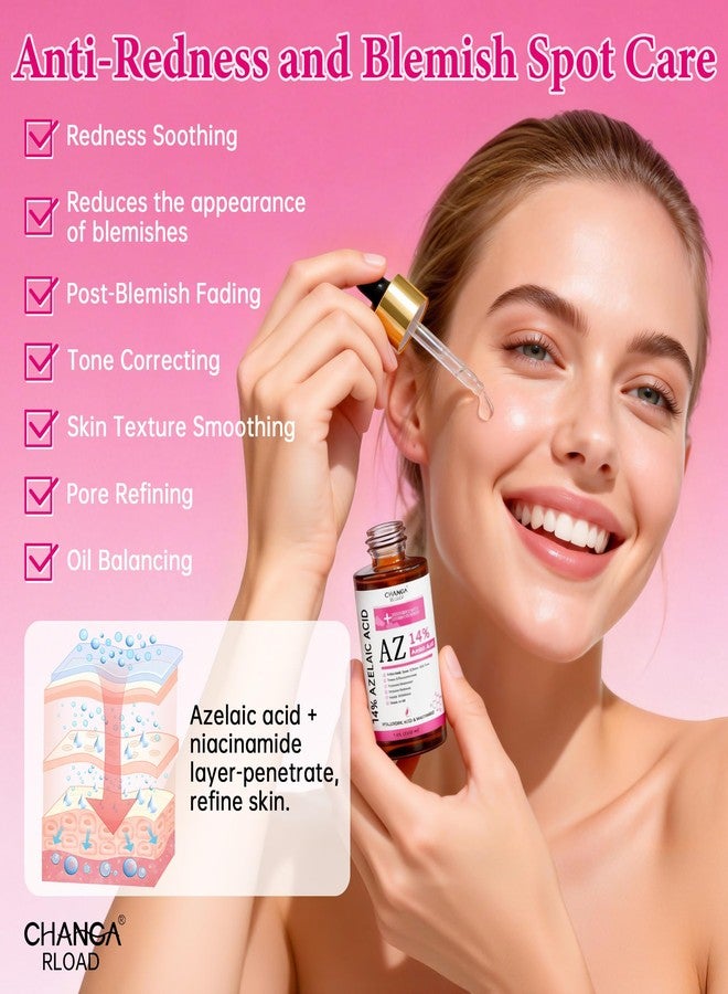 CHANGARLOAD 14% Azelaic Acid Facial Serum with Niacinamide & Hyaluronic Acid – Helps Calm Redness,Improve Blemishes & Dark Spots,Gentle Care for Sensitive Skin,40ml / 1.4 fl oz - Image 3