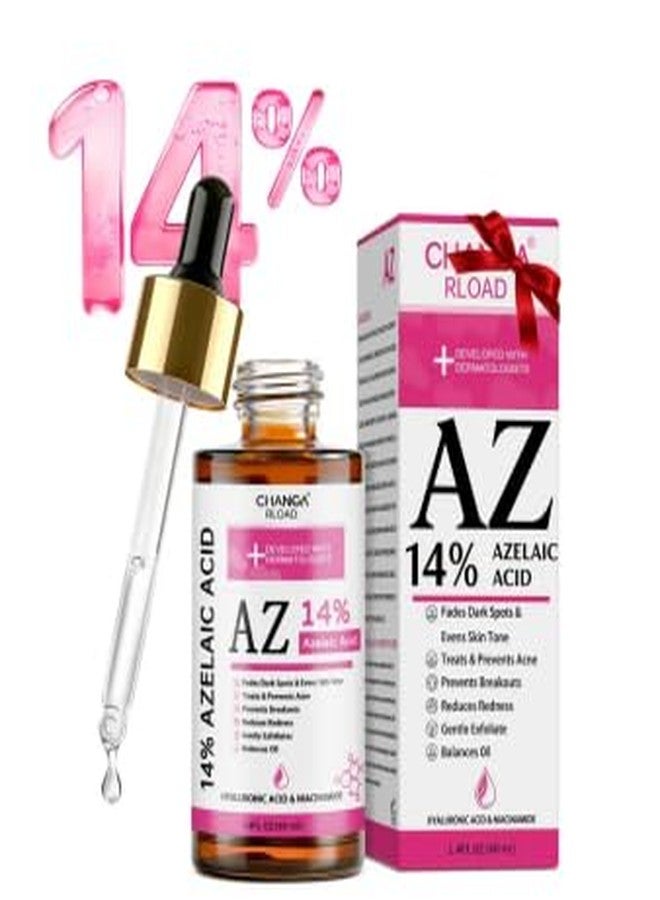 CHANGARLOAD 14% Azelaic Acid Facial Serum with Niacinamide & Hyaluronic Acid – Helps Calm Redness,Improve Blemishes & Dark Spots,Gentle Care for Sensitive Skin,40ml / 1.4 fl oz - Image 1
