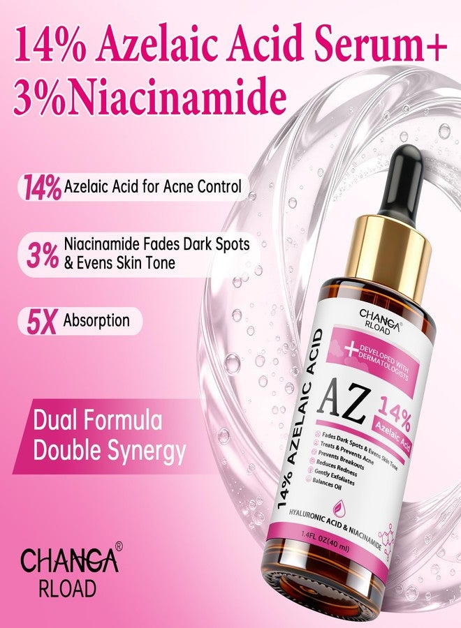 CHANGARLOAD 14% Azelaic Acid Facial Serum with Niacinamide & Hyaluronic Acid – Helps Calm Redness,Improve Blemishes & Dark Spots,Gentle Care for Sensitive Skin,40ml / 1.4 fl oz - Image 2