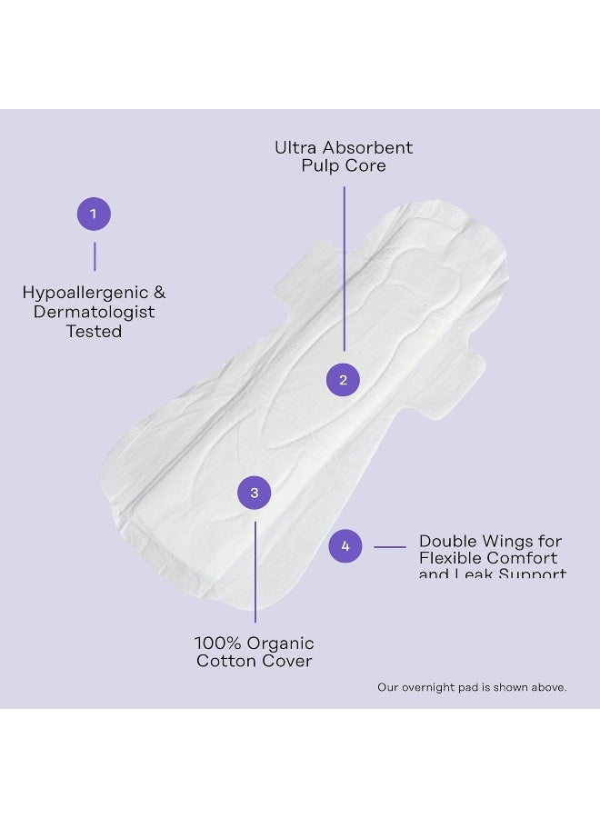 The Honey Pot Company - Pads for Women - Non-Herbal Overnight Pads w/Wings - Organic Cotton Cover, & Ultra-Absorbent Pulp Core - Sanitary Pads for Women - Feminine Care - FSA & HSA Eligible - 12 ct - Image 5