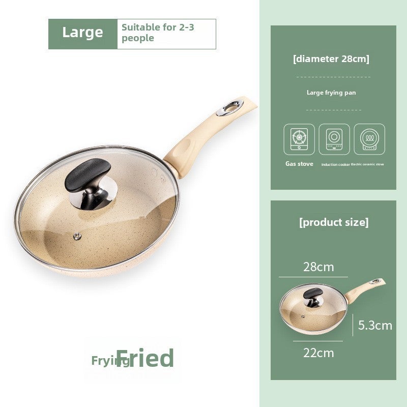 Non-stick Frying Pan: 28cm Creamy-white - Non-toxic Eco-friendly Material, Stove Universal Compatibility - Multifunctional Skillet for Home Kitchen, Baby Food Preparation & Gifting Occasions - Image 1