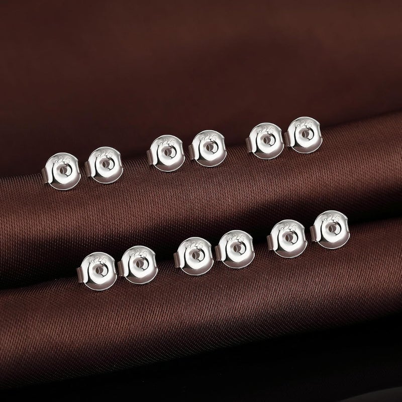 DELECOE 24PCS 925 Silver Earring Backs Replacements, Hypoallergenic Earring Backs for Studs, Secure Ear Locking for Stud Earrings Ear Nut for Posts, 6mm - Image 5
