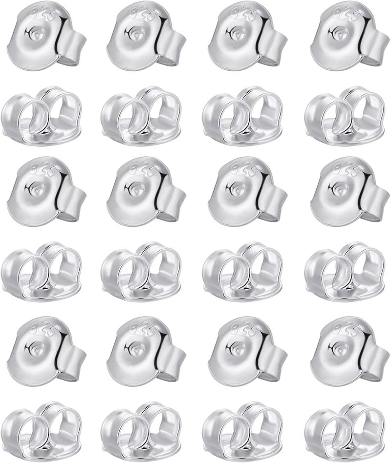 DELECOE 24PCS 925 Silver Earring Backs Replacements, Hypoallergenic Earring Backs for Studs, Secure Ear Locking for Stud Earrings Ear Nut for Posts, 6mm - Image 1