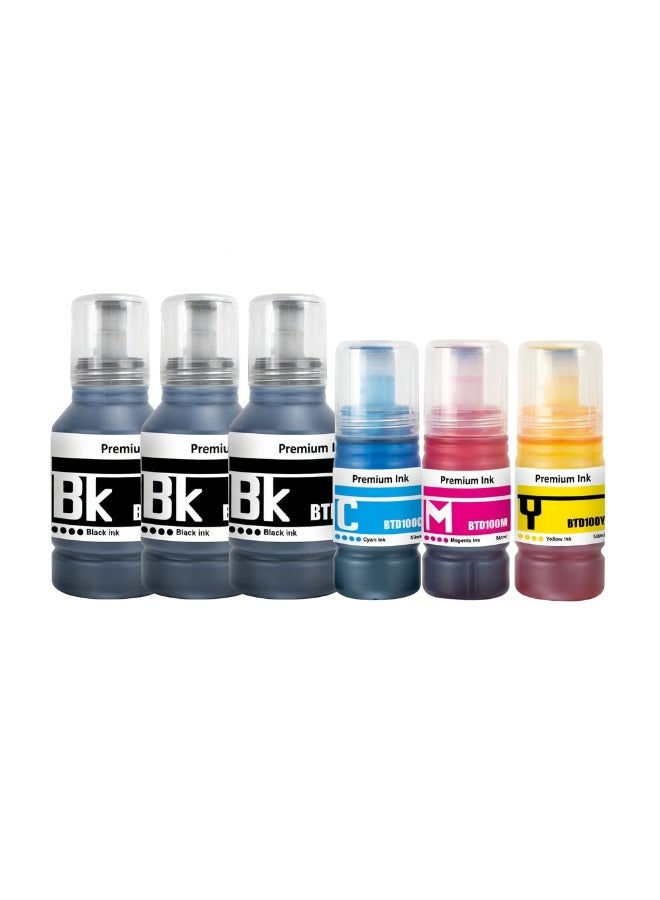 NexNova® 6-Pack BTD100 refill ink Comptible with Brother T Series DCP-T230 T238 T430W T435W DT436W T439W T530DW T536DW T730DW DCP-T735DW T830DW DCP-T835DW MFC-T930DW (6, Black*3 Cyan Magenta Yellow) - Image 1