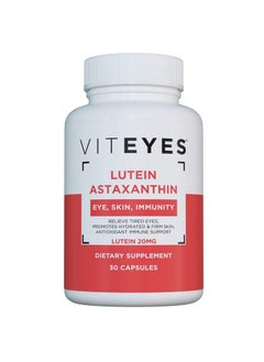 Viteyes Lutein & Astaxanthin Relieve Eye Fatigue Hydrate & Firm Skin Blue Light Protection Immune Support 20 Mg Lutein 4 Mg Astaxanthin Eye Vitamins Doctor Trusted Brand 30 Capsules  - Image 1