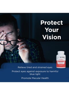 Viteyes Lutein & Astaxanthin Relieve Eye Fatigue Hydrate & Firm Skin Blue Light Protection Immune Support 20 Mg Lutein 4 Mg Astaxanthin Eye Vitamins Doctor Trusted Brand 30 Capsules  - Image 4