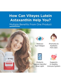 Viteyes Lutein & Astaxanthin Relieve Eye Fatigue Hydrate & Firm Skin Blue Light Protection Immune Support 20 Mg Lutein 4 Mg Astaxanthin Eye Vitamins Doctor Trusted Brand 30 Capsules  - Image 3