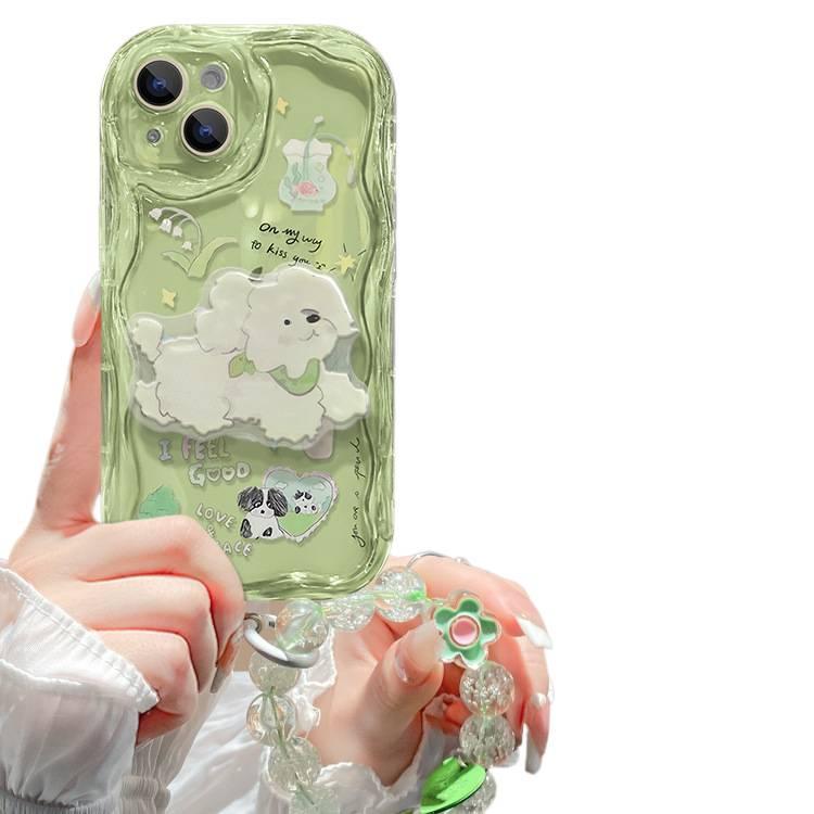 غطاء واقي بسيليكون لـ iPhone 14 / 14 Plus / 14 Pro / 14 Pro Max مع حامل قائم ونقشة كلب لطيف مع مقاوم للصدمات مع حماية من السقوط باللون شفاف بوظيفة حامل من السيليكون للهدايا - Image 3