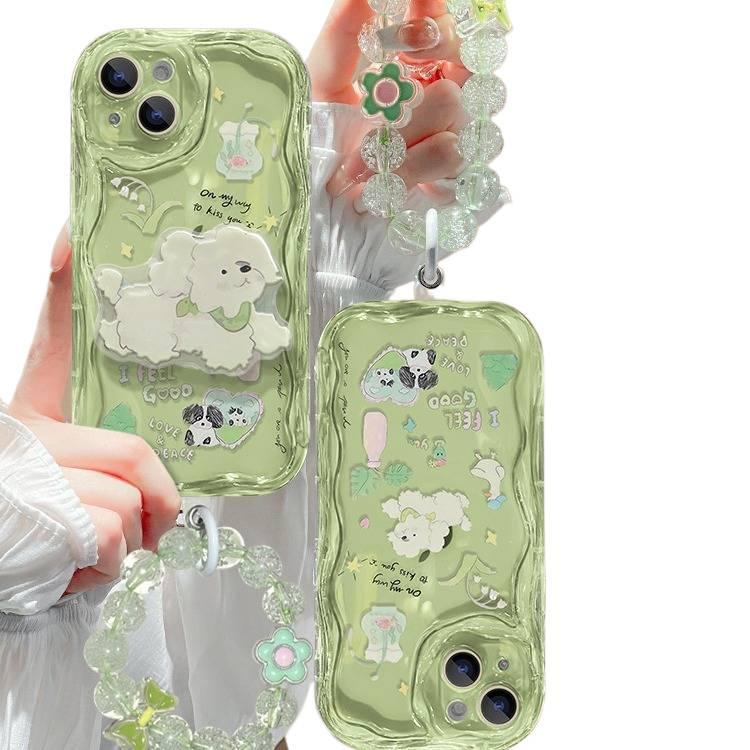 غطاء واقي بسيليكون لـ iPhone 14 / 14 Plus / 14 Pro / 14 Pro Max مع حامل قائم ونقشة كلب لطيف مع مقاوم للصدمات مع حماية من السقوط باللون شفاف بوظيفة حامل من السيليكون للهدايا - Image 2
