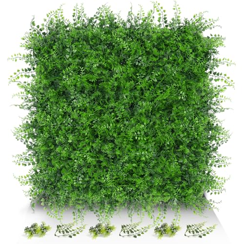 Evernature 20"x20" 12 قطعة من لوحات الجدران العشبية، خلفية من السرخس الاصطناعي مع حماية من الأشعة فوق البنفسجية، لوحات نباتية خضراء مزيفة، ديكور جدار أخضر للحدائق الداخلية والخارجية، الفناء، الفناء الخلفي - Image 1
