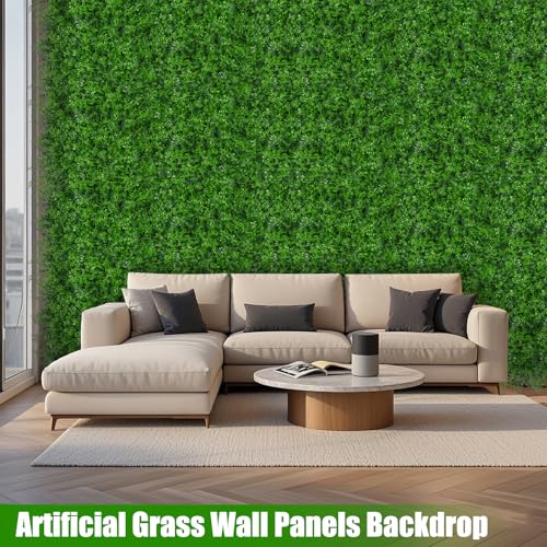 Evernature 20"x20" 12 قطعة من لوحات الجدران العشبية، خلفية من السرخس الاصطناعي مع حماية من الأشعة فوق البنفسجية، لوحات نباتية خضراء مزيفة، ديكور جدار أخضر للحدائق الداخلية والخارجية، الفناء، الفناء الخلفي - Image 4