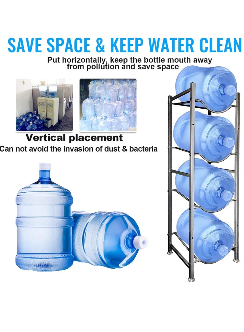 جيهام حامل تخزين زجاجات المياه عالي التحمل مكون من 4 طبقات - يحمل 4 زجاجات سعة 5 جالون - متين وسهل التجميع حامل زجاجة مياه للمنزل والمكتب وصالة الألعاب الرياضية - Image 4