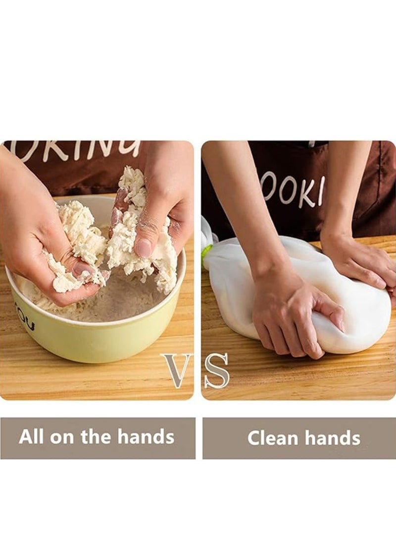 3 Piece Silicone Dough Bag, Reusable Kneading Dough Bag Thickened Dough Mixer Bag Improve Multifunctional Dough Mixer for Bread Making Cooking Tool Easy to Wash Flour Mixing Bag (8.07*10.23inch) - Image 4