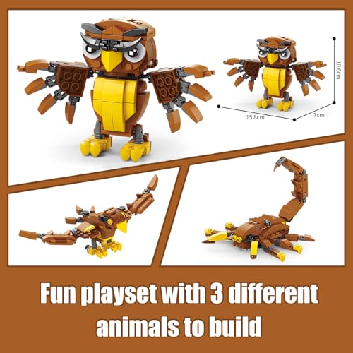 HIGH GODO Creator 3 in 1 Animals Building Set, Owl, Shark, Crocodle, Tiger to Animal Figure Toys, Creative Collectible for 8-12 Boys Girls (1084 Pieces) - Image 2