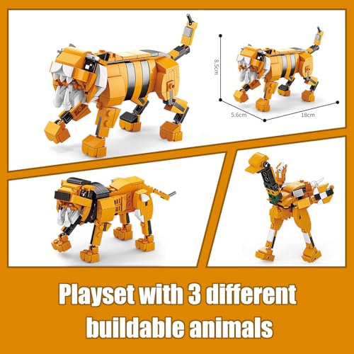 HIGH GODO Creator 3 in 1 Animals Building Set, Owl, Shark, Crocodle, Tiger to Animal Figure Toys, Creative Collectible for 8-12 Boys Girls (1084 Pieces) - Image 5