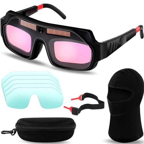 Tellegloww 1 Set Welding Glasses Solar Welding Goggles Auto Darkening Welder Glasses Mask Helmet with Replacement Lenses(Ordinary Lenses) - Image 1