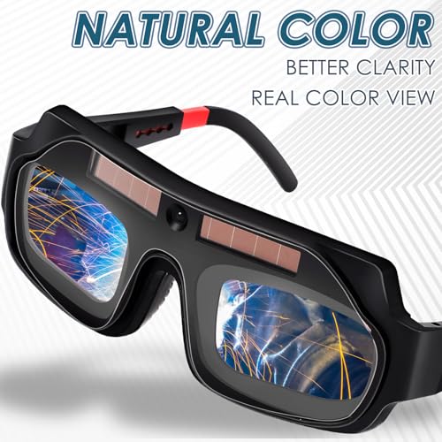 Tellegloww 1 Set Welding Glasses Solar Welding Goggles Auto Darkening Welder Glasses Mask Helmet with Replacement Lenses(Ordinary Lenses) - Image 3