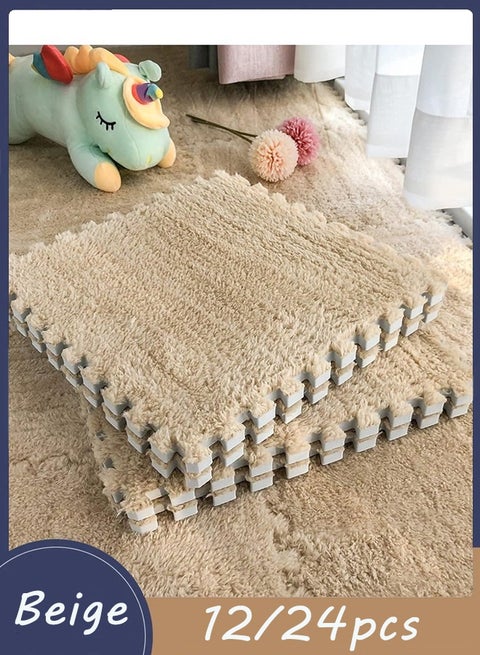 Plush Foam Floor Tiles Thickened Plush Foam Interlocking Floor Carpet Mat 11.8 * 11.8in Plush Puzzle Foam Floor Mat Soft Anti-Slip Area Rug Playmat For Home Playroom Decoration