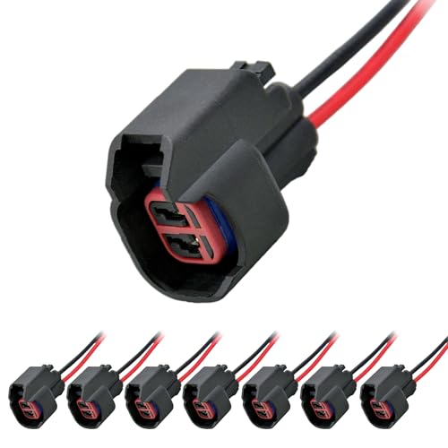 ALFOCI 8 PCS Fuel Injector Pigtail Connector Plug Wire EV6, Compatible with Ford Mustang F150 F250 Crown Victoria - Image 1