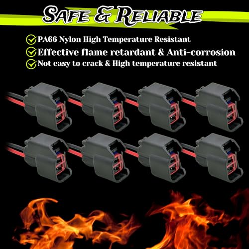ALFOCI 8 PCS Fuel Injector Pigtail Connector Plug Wire EV6, Compatible with Ford Mustang F150 F250 Crown Victoria - Image 4