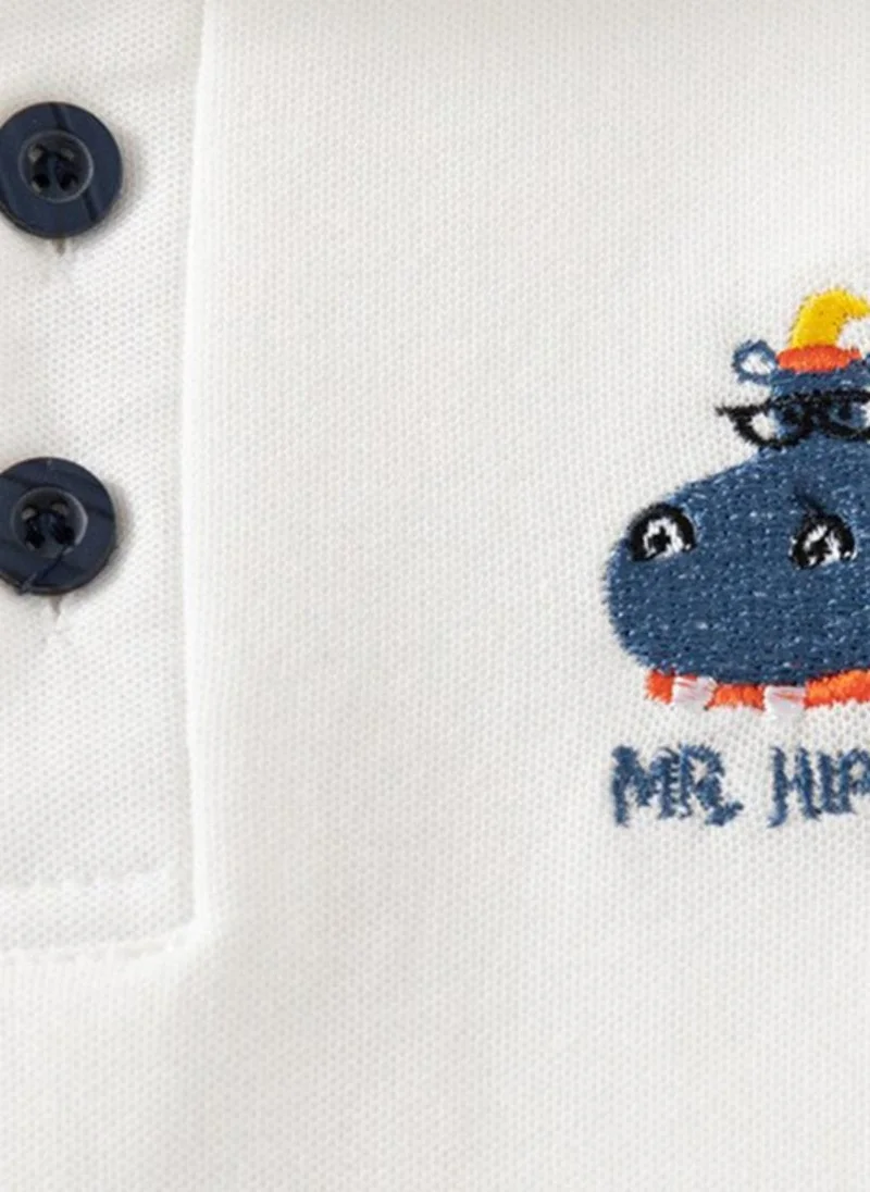 YUNIQEE White Polo Collar Cotton T-shirt
