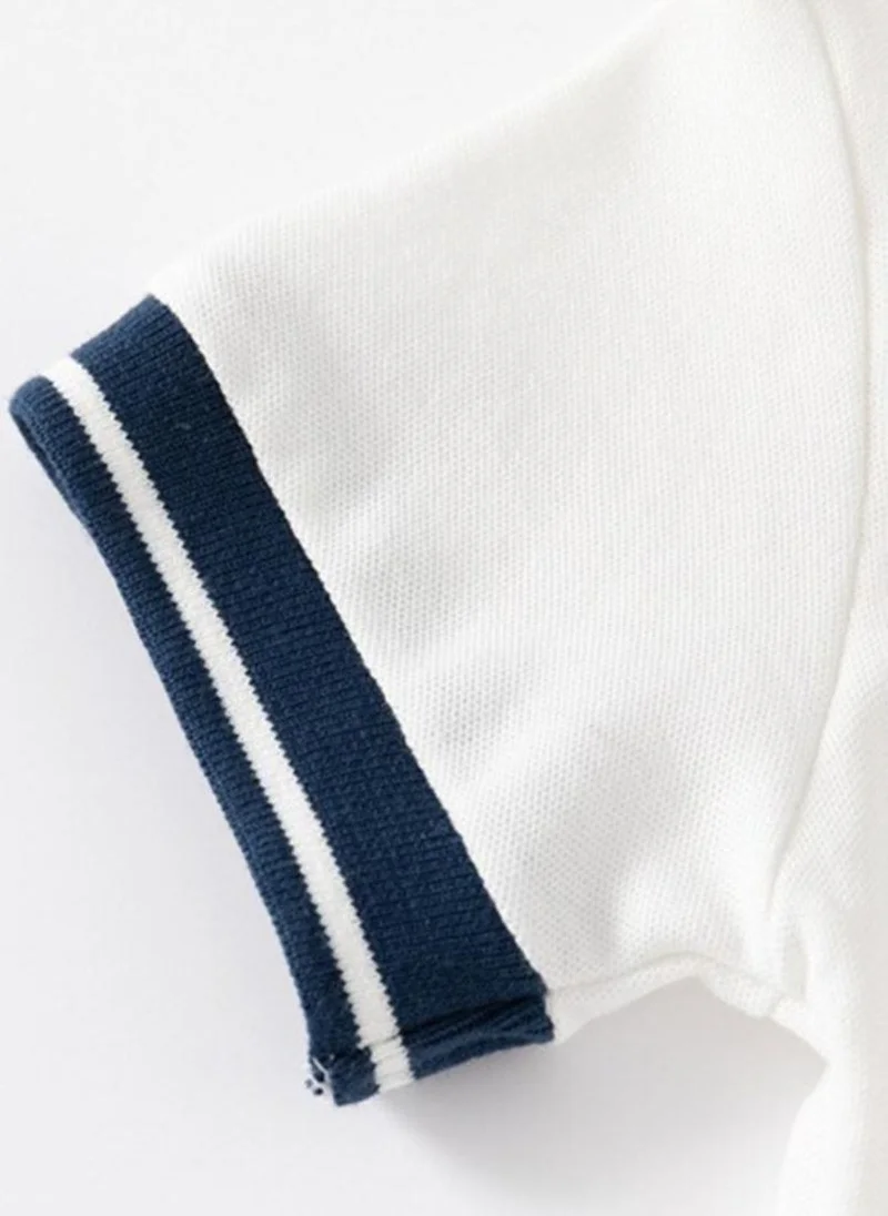 YUNIQEE White Polo Collar Cotton T-shirt