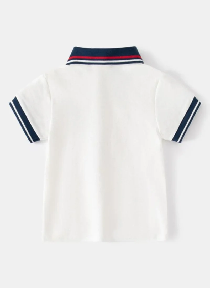YUNIQEE White Polo Collar Cotton T-shirt