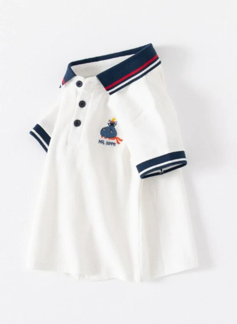 YUNIQEE White Polo Collar Cotton T-shirt