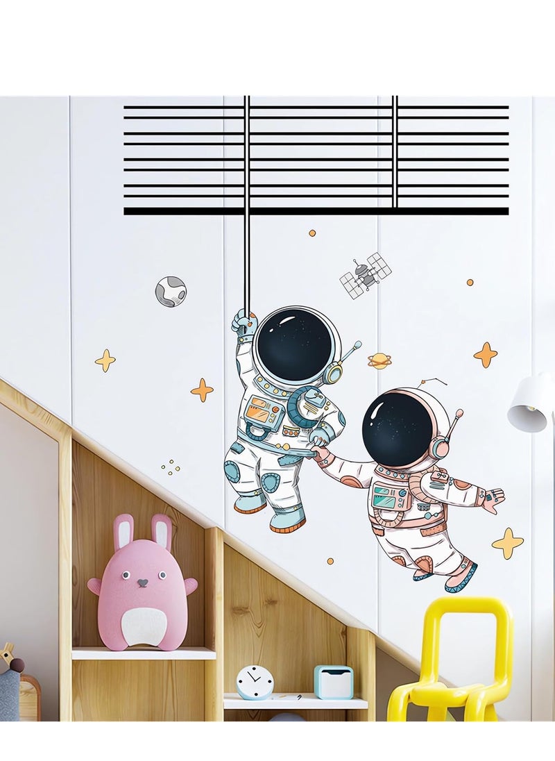 Excefore Astronaut Wall Stickers, Space Flight Cosmic Decals DIY Removable Large Art Decoration, Peel and Stick, for Kids Baby Nursery Living Room Bedroom Sofa TV Background Decorations  - Image 4